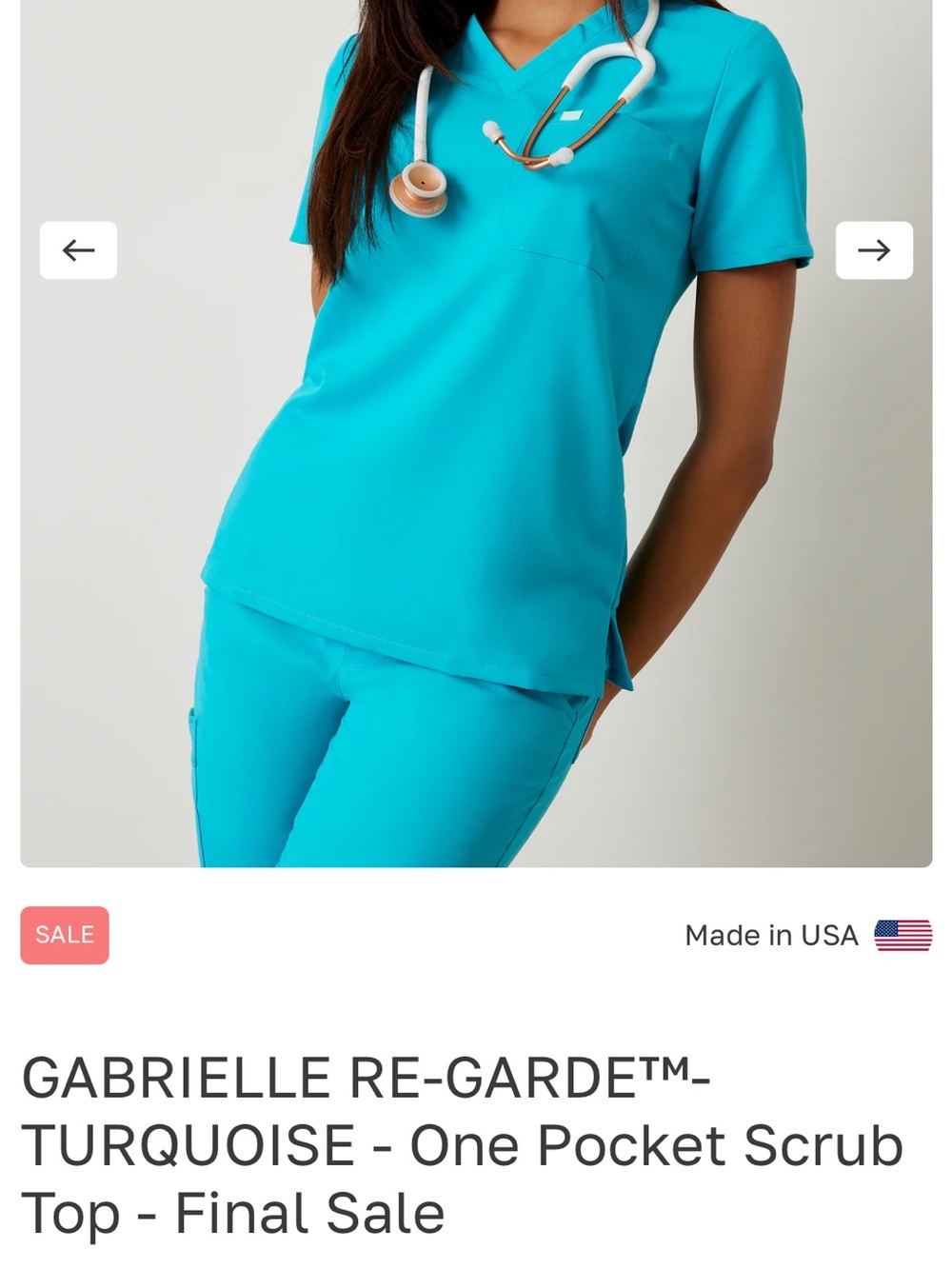 Gabrielle One Pocket Scrub Top - Turquoise